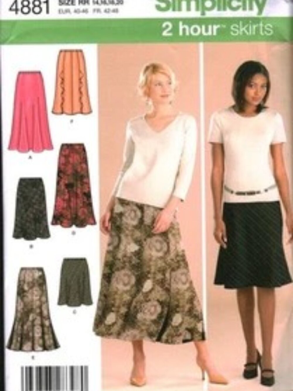Simplicity 4881 Misses Skirt Pull On Variations EASY 2-Hour Skirts Sizes 14-20
